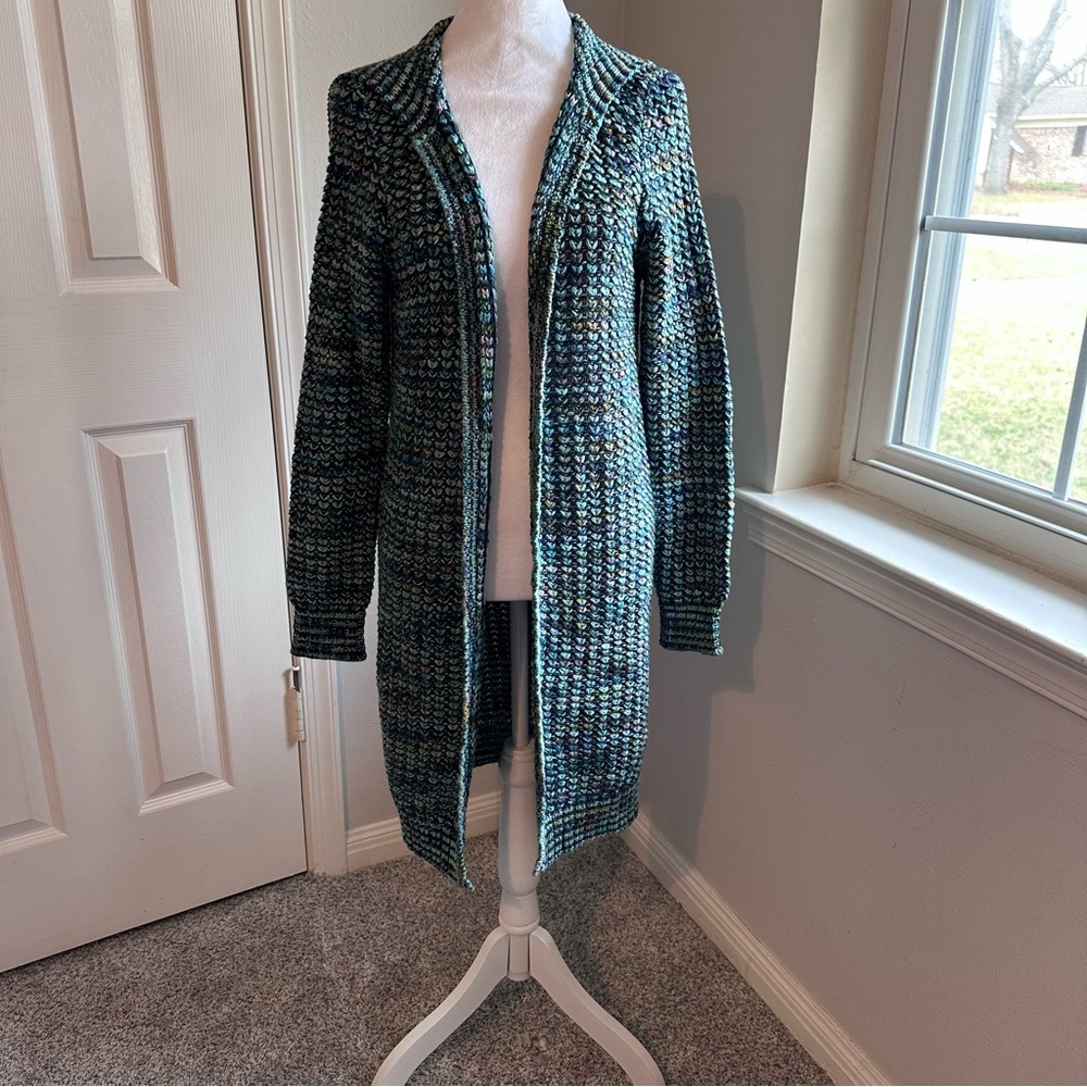Peruvian Connection Cotton Kimono Knit Cardigan Sweater Medium
